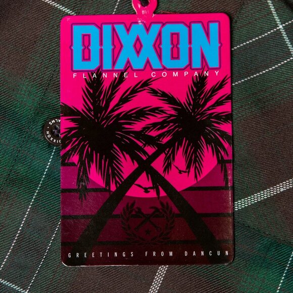 Dixxon Twin Palms Dancun Green Brown Plaid Flannel Long Sleeve Shirt - Picture 7 of 8